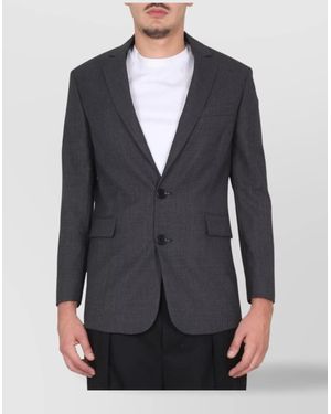 Aspesi Wool Jacket With Flap Pockets And Lapel - Blue