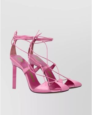 The Attico Leather Lace-Up Sandals - Pink