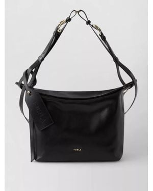 Furla Shoulder Bag Adjustable Strap Tone Hardware - Black
