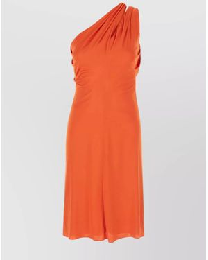 Versace Viscose Dress With Backless Draped Detail - Orange