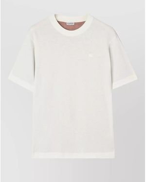 Burberry Check Back Jersey Crew Neck T Shirt - White