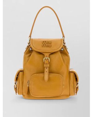Miu Miu Leather Bucket Backpack Top Handle Design - Yellow
