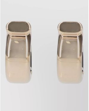 Ferragamo Hoop Earrings Polished Finish Modern Design - Natural