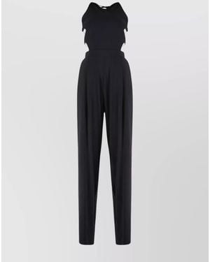 Amazuìn Draped Wide Leg Cutout Jumpsuit - Blue