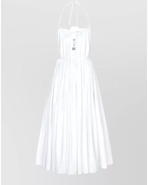 Dolce & Gabbana A Line Dress Halter Neck Knot Midi - White