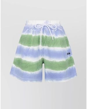 MSGM Cotton Printed Shorts - Blue