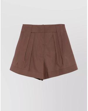 FEDERICA TOSI Pleated Bermuda Shorts With Side And Back Pockets - Brown