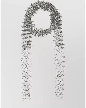 Dries Van Noten Mini Scarf Necklace Strass Beads Fringe - Gray