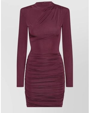 ROTATE BIRGER CHRISTENSEN Draped Long-Sleeve Mini Dress - Purple