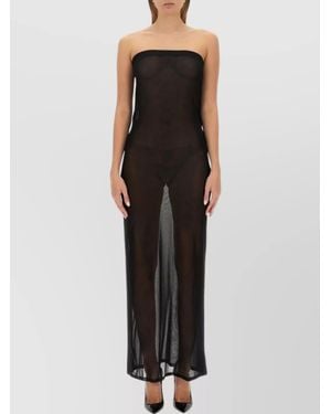 Saint Laurent Strapless Midi Dress - Black