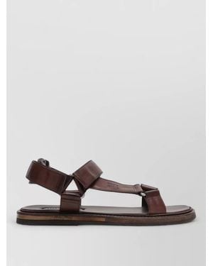 Miu Miu Leather Flat Sole Open Toe Sandals - Brown