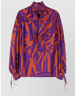 Dries Van Noten Catya Cotton Shirt Crushed Stripe Print - Red