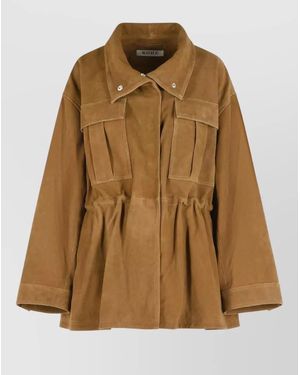 Rohe Suede Jacket Collared Design Button Detail - Brown