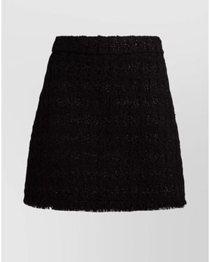 Tory Burch Metallic Wool-Blend High-Rise Fringe Mini Skirt - Black