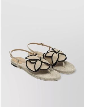 Castañer Sandal With Floral Espadrille Sole And Open Toe - Metallic
