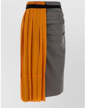Prada Taffeta Skirt Colour Block Elastic Waistband - Orange