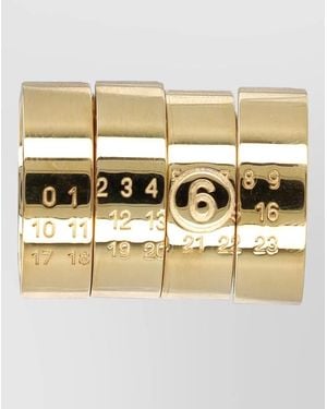 MM6 by Maison Margiela Four Ring Set Engraved Numbers Stackable - Metallic