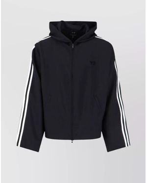 Y-3 Hooded Sweatshirt With Side Pockets And Stripes - Blue
