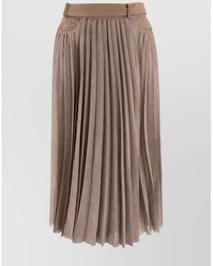 Sacai Pleated Skirt With Pockets And Loops - Brown
