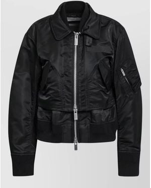 Sacai Lightweight Jacket Long Sleeves Ribbed Cuffs - Black