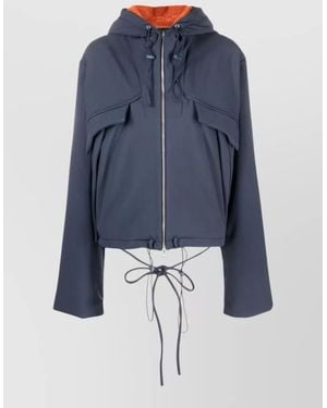OTTOLINGER Hooded Jacket Drawstring Hem Flap Pockets - Blue