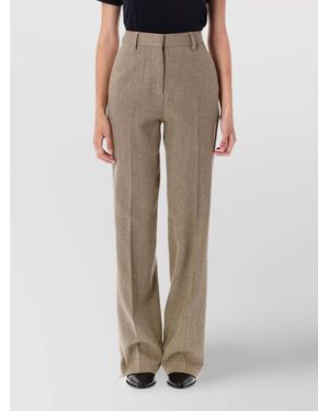 Golden Goose Linen Herringbone Relaxed-Fit Tailored Trousers - Natural