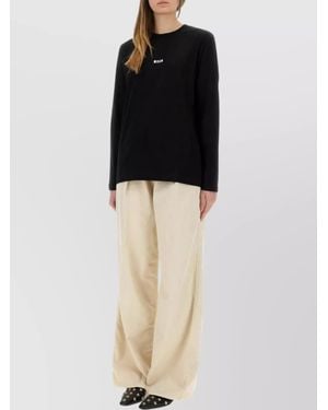 MSGM Logo Crew Neck Long Sleeves Regular Fit - Black