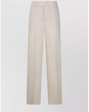 Incotex Trousers Linen Wide Leg - White