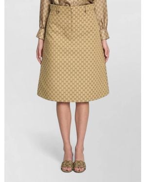 Gucci Gg Canvas A Line Knee Skirt - Natural
