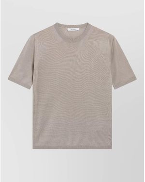 Max Mara Crew Neck Plain Short Sleeve Knit Top - Gray