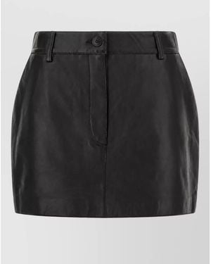 P.A.R.O.S.H. Leather Mini Skirt - Black