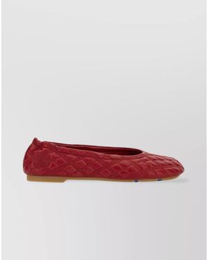 Burberry Leather Ballerina Shoes - Red
