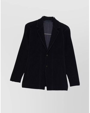 Homme Plissé Issey Miyake Tailored Pinstripe Blazer Notched Lapel - Blue