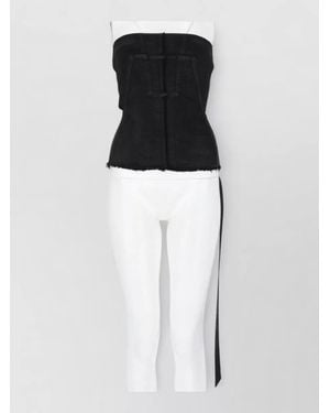 Rick Owens Strapless Top Fitted Silhouette Frayed Hem - Black