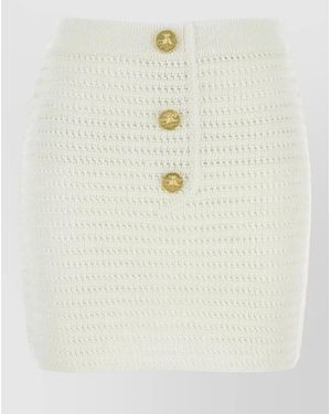 LeKasha Linen Crochet Mini Skirt - White