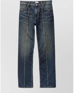 Versace Straight Trousers Faded Effect Distressed Hem - Blue