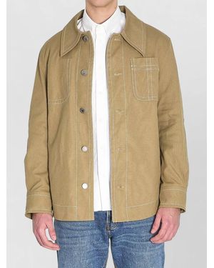 Ami Paris Cotton Work Jacket Chest Pocket - Natural