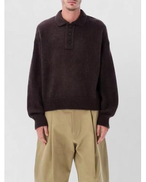 Studio Nicholson Mohair Knit Polo Cropped Relaxed Fit - Multicolor
