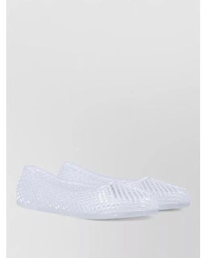 Ancient Greek Sandals Mesh Ballerina Flats Transparent Rubber Design - White