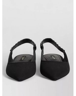 Dolce & Gabbana Crystal Slingback Sandals Pointed Toe Flat - Black