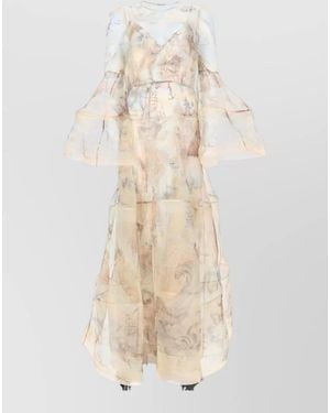 Zimmermann Evening Dress Rebellion Lantern Flared Sleeves - Natural