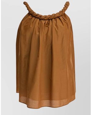 Loulou de Saison Sleeveless Loose Dress Braided Neckline - Brown