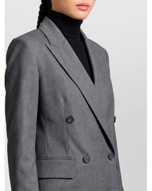 Max Mara Virgin Wool Double-Breasted Suit Jacket - Gray