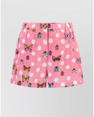 Versace Silk-Blend Printed Shorts - Pink