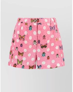 Versace Silk Blend Printed Shorts - Pink