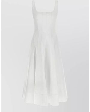 STAUD Poplin Midi Dress Corset Style Design - White