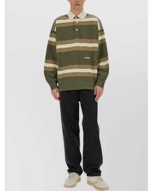 Autry Oversized Striped Polo Long Sleeves - Green
