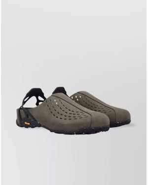 Roa Perforated Backless Sandals Rubber Sole - Gray