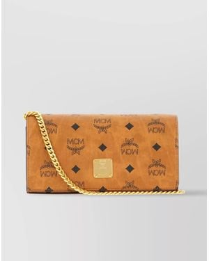 MCM Rectangular Shape Crossbody Bag With Chain Strap - Orange