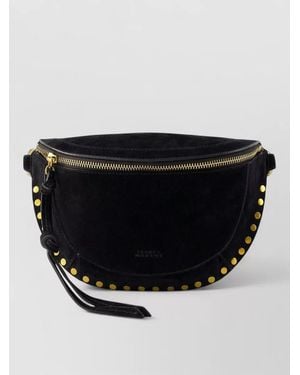 Isabel Marant Skano Leather Crossbody Bag Velvet Calfskin - Black